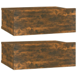 TABLES DE CHEVET FLOTTANTES 2 PCS CHÊNE FUMÉ 40X30X15 CM