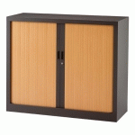 ARMOIRE MÉTAL À RIDEAUX MONOBLOC GENERIC H 100 X L 120 X P 43 CM CORPS ANTHRACITE / RIDEAUX HÊTRE