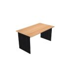 BUREAU DROIT PRONTO TENDANCE - L.140 X P.80 CM - PLATEAU HÊTRE - PIEDS PLEINS NOIR