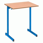 LOT DE 2 - TABLE SCOLAIRE 1 PLACE SYLLAB L.70 CM PLATEAU HÊTRE PIEDS BLEU - TAILLE 6 POUR CM2 À LYCÉE