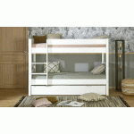 PACK LIT SUPERPOSÉ BAS ECRIN + 2 MATELAS  BLANC 90X190 CM/OPT:MATELAS FEEVAH HR