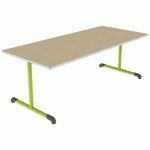 TABLE BANDANA 180X80 T4 DL STR POLY. HÊTRE MIEL BEIG/VERT AC - MOBIDECOR