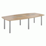 TABLE MODULABLE BELEM 10 PERSONNES L 280 X P 140 CM CHÊNE NATUREL PIÈTEMENT ALUMINIUM