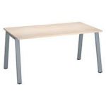 BUREAU DROIT INDIVIDUEL CHÊNE CLAIR 160 X 80 CM, PIÉTEMENT MÉTAL ALUMINIUM - ARCH