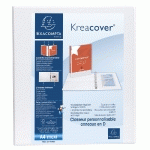 CLASSEUR PP PERSONNALISABLE KREACOVER - 4 ANNEAUX EN D 40MM - A4 MAXI - BLANC - LOT DE 10