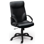 FAUTEUIL DIRECTION LAURÉAT CROÛTE DE CUIR HAUTEUR AJUSTABLE AVEC ACCOUDOIRS À ROULETTES HAUTEUR DOSSIER 70 CM NOIR