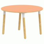 TABLE 4P MÉTAL/BOIS RONDE Ø 120 T4 STRAT ABS ORANGE/ALU