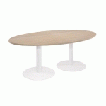 TABLE MODULAIRE OVALE - PIETEMENT TULIPE BLANC - PLATEAU CHENE