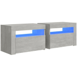 TABLES DE CHEVET 2 PCS AVEC LED GRIS BÉTON 60X35X40 CM