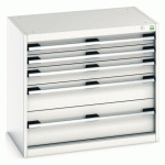 ARMOIRE D\'ATELIER À TIROIRS CUBIO SL-857-5 GRIS CLAIR - MANUTAN COLLECTIVITÉS