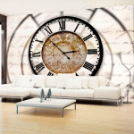 ARTGEIST - PAPIER PEINT MOUVEMENT D'HORLOGE - 150 X 105 CM - NOIR ET BRONZE