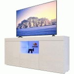 DRIPEX MEUBLE TV BRILLANCE AVEC LED,CASIER,PLACARD DE BUFFET, ARMOIRES DE RENGEMENT À HAUTE BRILLANCE,BLANC,135 X 33.5 X 75 CM