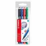 STYLO FEUTRE STABILO POINTMAX ÉCRITURE MOYENNE - POCHETTE DE 4 COULEURS CLASSIQUES