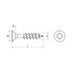 VIS POUR BOIS EN INOX CLASSIC TÊTE TORX POUR EXTÉRIEUR MATIÈRE INOX A4 (AISI 316) DIMENSIONS 5X70 MM BOITE DE 100 VIS