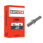 BATIFIX - 25 CHEVILLES MULTIMATÉRIAUX 12 X 60MM NYLON GRIS