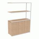 BIBLIOTHÈQUE LUMYA L 120 X P 41,5 X H 162 CM MODULE SUIVANT STRUCTURE MÉTAL BLANC 3 PORTES CHÊNE CLAIR