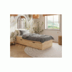 ENSEMBLE SOMMIER GIGOGNE RENFORCÉ ROKKA  BOIS NATUREL 80X190 CM