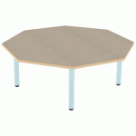 TABLE CARÉLIE OCTO Ø120 T1 STR POLY. ÉRABLE G. BEIGE/LAGON - MOBIDECOR