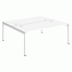 PÔLE 2 BUREAUX L 180 CM PLATEAUX BLANC, PIÈTEMENT MÉTAL BLANC - TEAM LINE