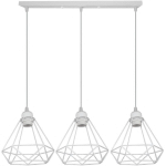 LUSTRE SUSPENSION INTÉRIEUR 3 LAMPE SUSPENSION VINTAGE E27 POUR SALON BAR CUISINE BLANC - BLANC