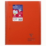 CAHIER RELIURE INTÉGRALE ENVELOPPANTE KOVERBOOK A4+ 160 PAGES LIGNÉ + MARGE DÉTACHABLES PERFORÉ 4 TROUS COUVERTURE POLYPROPYLÈNE TRANSPARENT - ROUGE - LOT DE 5