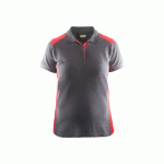 POLO DE TRAVAIL FEMME EN COTON 3390 - ROUGE ET GRIS CLAIR - 3XL BLAKLADER