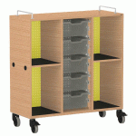 MEUBLE BAS SHIFT+ LANDSCAPE MÉLA POUR CARTABLES 4 CASES - CHÊNE - VERT CLAIR - MANUTAN COLLECTIVITÉS