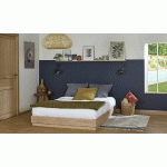 PACK LIT LAKANA + MATELAS  BOIS NATUREL 140X190 CM