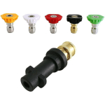CREA - PRESSURE WASHER ADAPTER, TO 6.35MM QUICK CONNECT FOR KARCHER K2-K7, WITH 5 PRESSURE WASHER NOZZLE TIPS, MULTIPLE DEGREE, 2.5 GPM