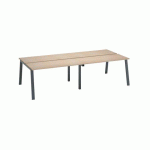 PÔLE DE 4 BUREAUX ECLA CHÊNE CLAIR L 140 X P 60 CM PIÈTEMENT MÉTAL FINITION ANTHRACITE