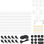 CACHE-CÂBLES 125,6 POUCES, KIT DE GESTION DES CÂBLES, CACHE-CÂBLES AU MUR, ATTACHE ADHÉSIVE EN ROULEAU, KIT DE CHEMIN DE CÂBLES POUR LA MAISON DE