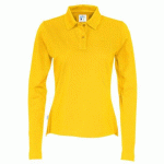 COTTOVER POLO PIQUE MANCHES LONGUES FEMME - CERTIFIÉ GOTS JAUNE - TAILLE XS