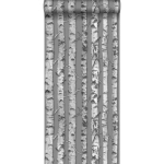 PAPIER PEINT TRONCS DE BOULEAU - 53 CM X 10,05 M DE ESTAHOME GRIS TAUPE ET GRIS CHAUD CLAIR