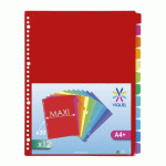 LOT DE 20 - INTERCALAIRES A4+ POLYPROPYLÈNE COLORÉ VIQUEL 12 ONGLETS NEUTRES MULTICOLORES FLUO