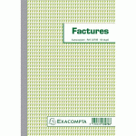 LOT DE 5 - CAHIER DE FACTURE AVEC TVA MANIFOLD EXACOMPTA AUTOCOPIANT 21 X 14,8 CM 50 PAGES DOUBLE EXEMPLAIRES 3278E