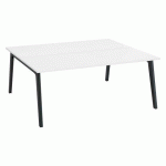 PÔLE DE 2 BUREAUX EDEN ARCHE BLANC + GOULOTTE L 180 CM PIÈTEMENT CARBONE