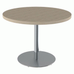 TABLE MENORCA Ø100 T6 - ÉP. 40 MM STRAT ABS CHÊNE B./CHROMÉ - MOBIDECOR