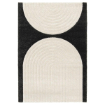 DÉCOWEB - TAPIS DE SALON EN RELIEF - MODERN CIRCLE - NOIR ET CRÈME - 160 X 230 CM