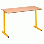 LOT DE 2 - TABLE SCOLAIRE 2 PLACES - L.130 CM PLATEAU HÊTRE - TAILLE 6 POUR CM2 À LYCÉE PIÈTEMENT JAUNE