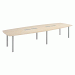 TABLE MODULABLE BELEM 14 PERSONNES L 380 X P 140 CM PEUPLIER PIÈTEMENT ALUMINIUM