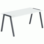 BUREAU GARY 180 X 70 CM PIED ANTHRACITE PLATEAU BLANC - MBA