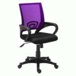 CHAISE DE BUREAU SPRING - ASSISE TISSU NOIR DOSSIER VIOLET