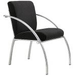 CHAISE VISITEUR EVA TISSU AVEC ACCOUDOIRS  NOIR / ALUMINIUM