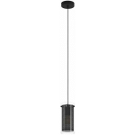 LAMPE SUSPENDUE PINTO TEXTILE 1 VERRE, TEXTILE CLAIR, NOIR E27 1X10W H: 110CM Ø12CM DIMMABLE