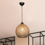 SUSPENSION LISBURN CORDE DE JUTE HAUTEUR 65 CM E27 NOIR / NATUREL [ LUX.PRO MARRON