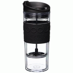 MUG À PISTON EN PLASTIQUE DOUBLE PAROI 45CL NOIR - A L'UNITÉ - TRAVEL PRESS - BODUM