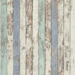 PAPIERS PEINTS TENDANCES POUR SALON | PAPIER PEINT IMITATION BOIS STYLE BORD DE MER | TAPISSERIE EFFET VIEILLE PLANCHES DE BOIS BLANC & BLEU - 10,05