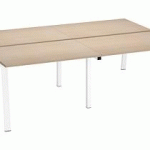 PÔLE DE 4 BUREAUX DROITS CHÊNE CLAIR L 120 X P 80 CM PIÉTEMENT MÉTAL BLANC - ARCH