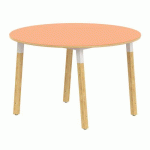 TABLE 4P MÉTAL/BOIS RONDE Ø 120 T6 STRAT ABS ORANGE/ALU