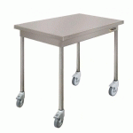 TABLE DE TRAVAIL CENTRALE EN INOX SUR ROULETTES 600 X 1200 MM